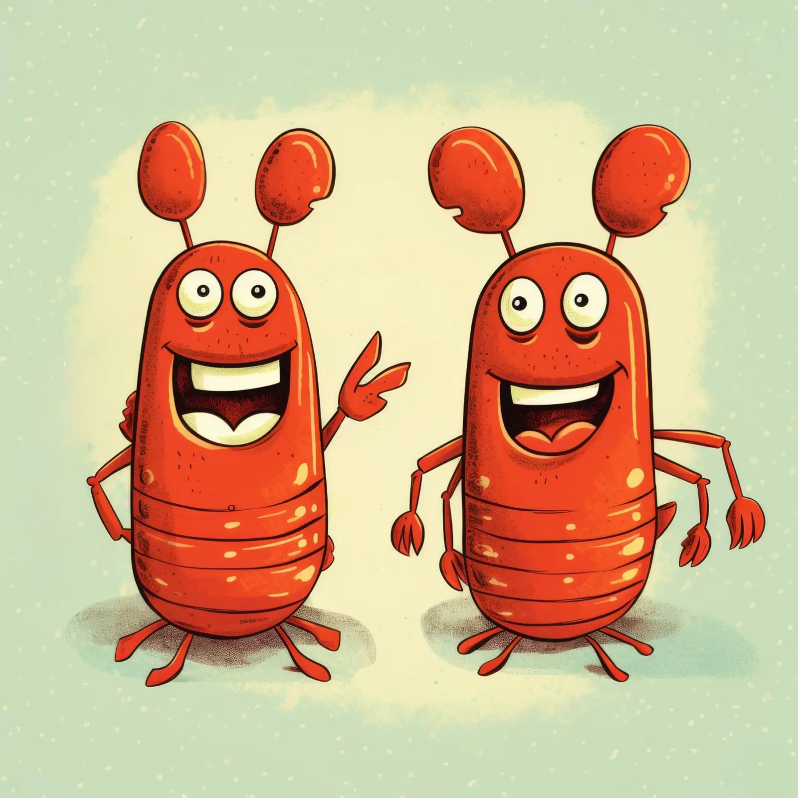 Duo di aragoste retrò poster con telaio in plastica da Funny Animals