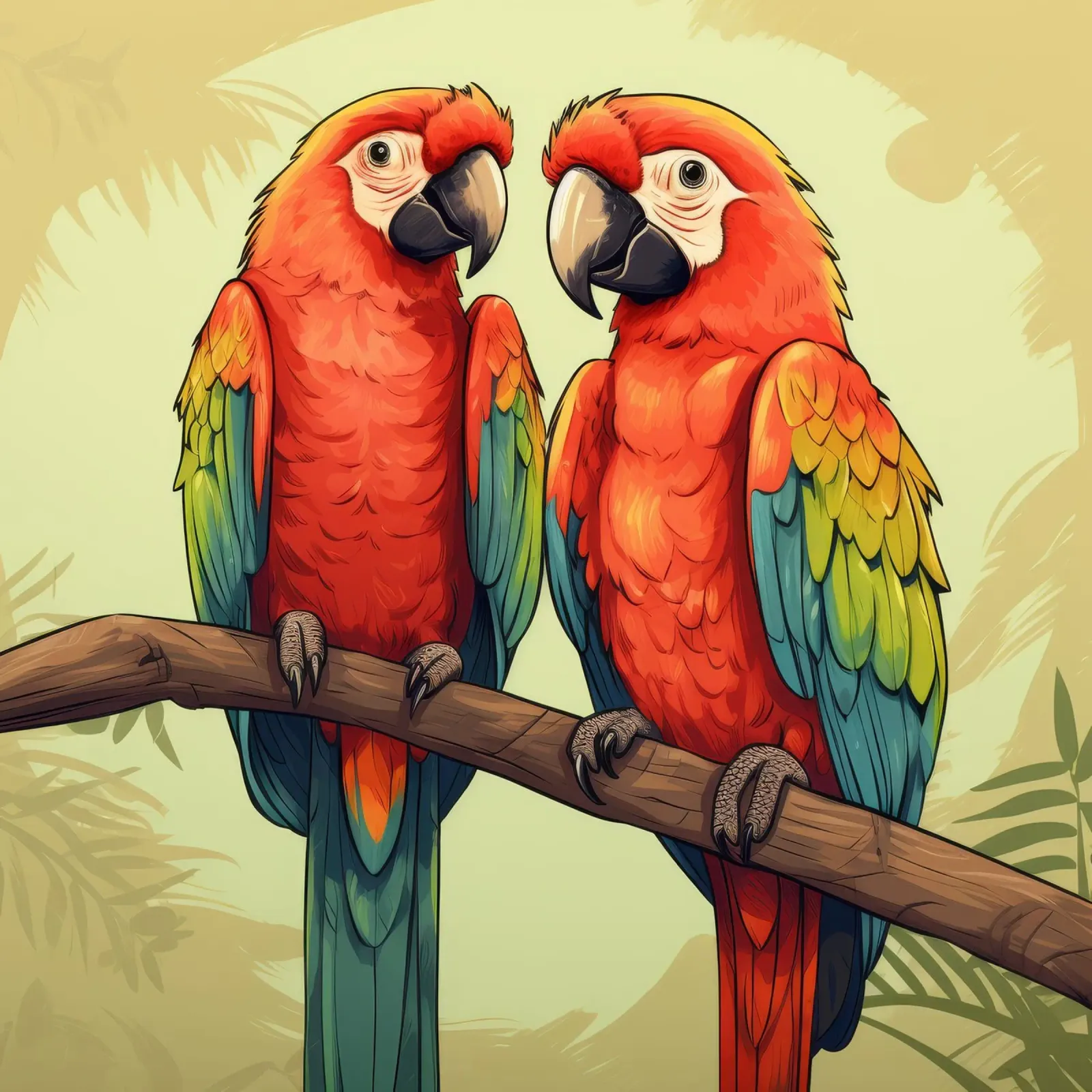 Duo di ara retrò poster con telaio in legno da Funny Animals