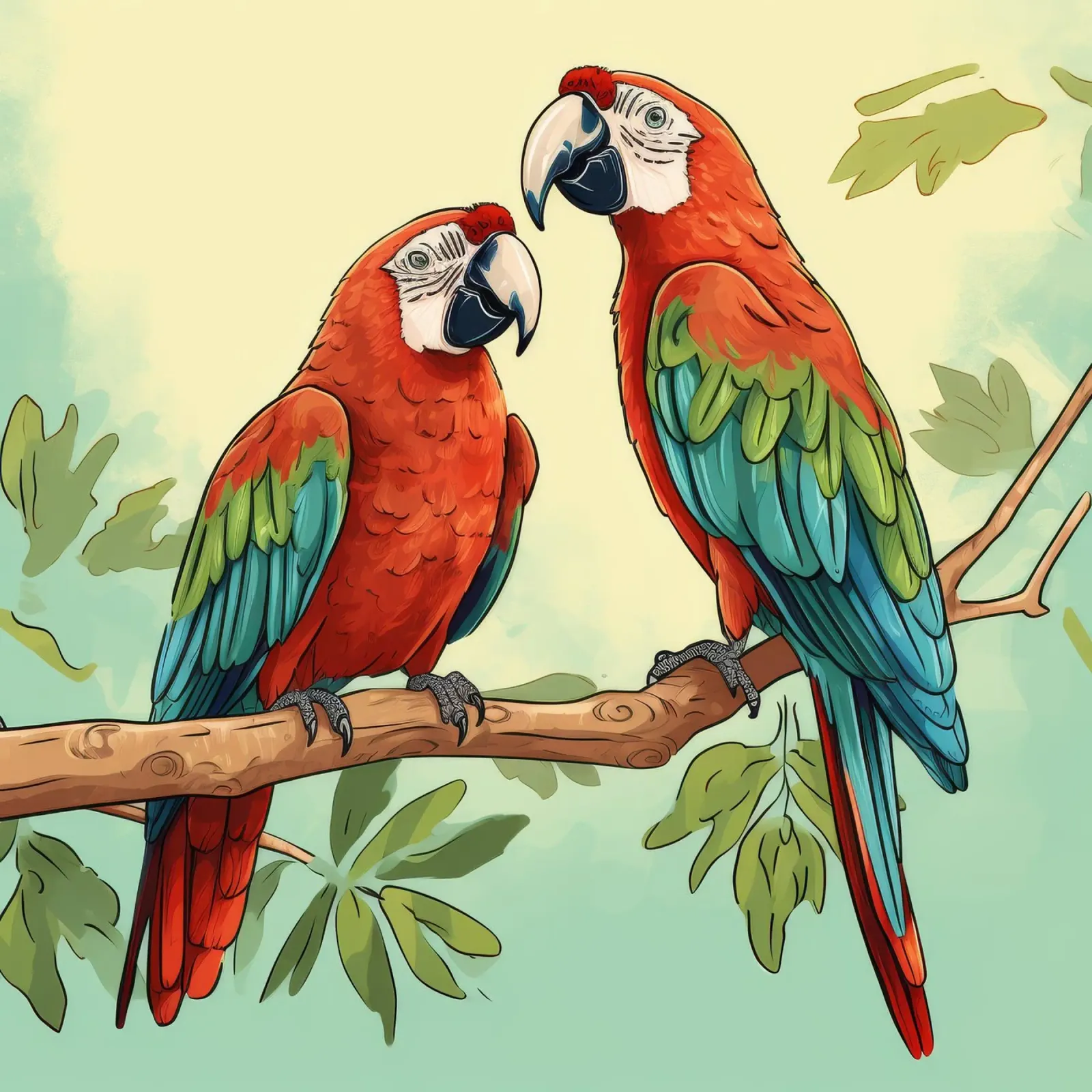 Duo di ara retrò poster con telaio in alluminio da Funny Animals