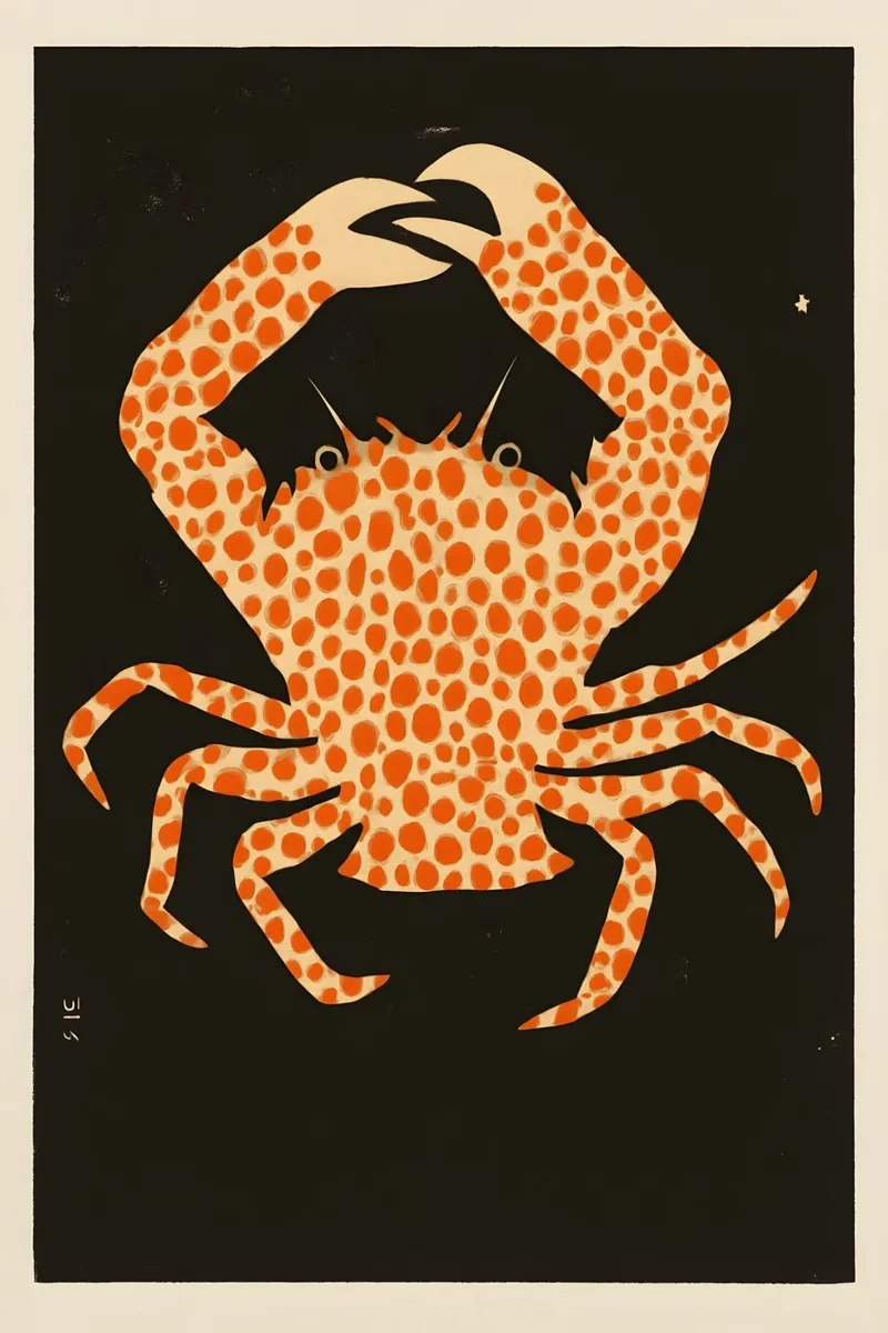 Crab Dance – Graphic Sea Creature Poster poster con telaio in plastica da Tide & Texture