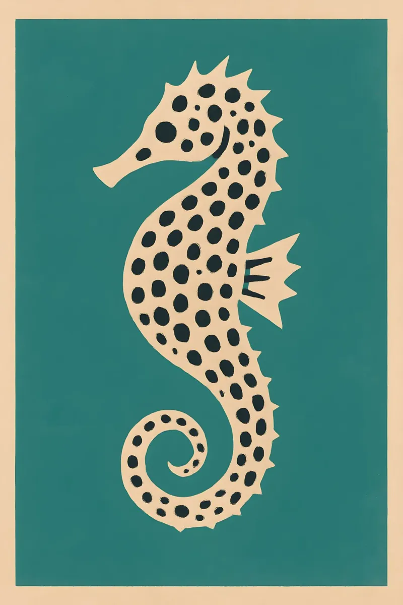 Emerald Seahorse – Bright Background Print poster con telaio in alluminio da Tide & Texture