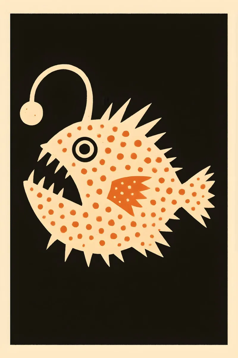 Anglerfish Fun – Bold Deep Sea Poster carta hahnemühle da Tide & Texture