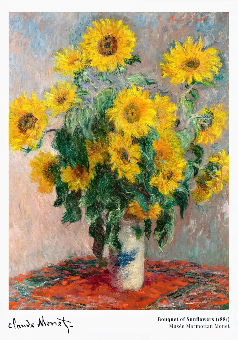 Bouquet di girasoli di Monet 1881 pellicola backlit da Jam Poster