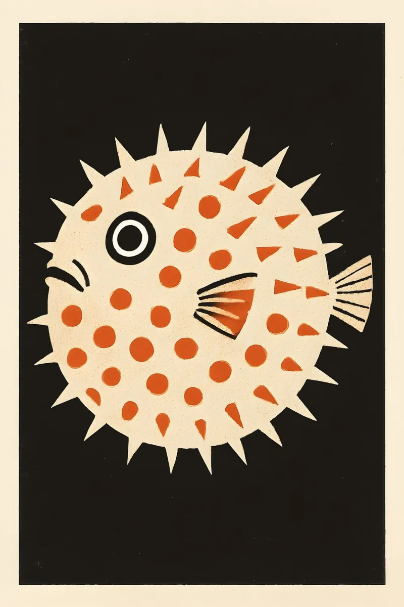 Classic Puffer – Cream and Red Ocean Prin carta hahnemühle da Tide & Texture