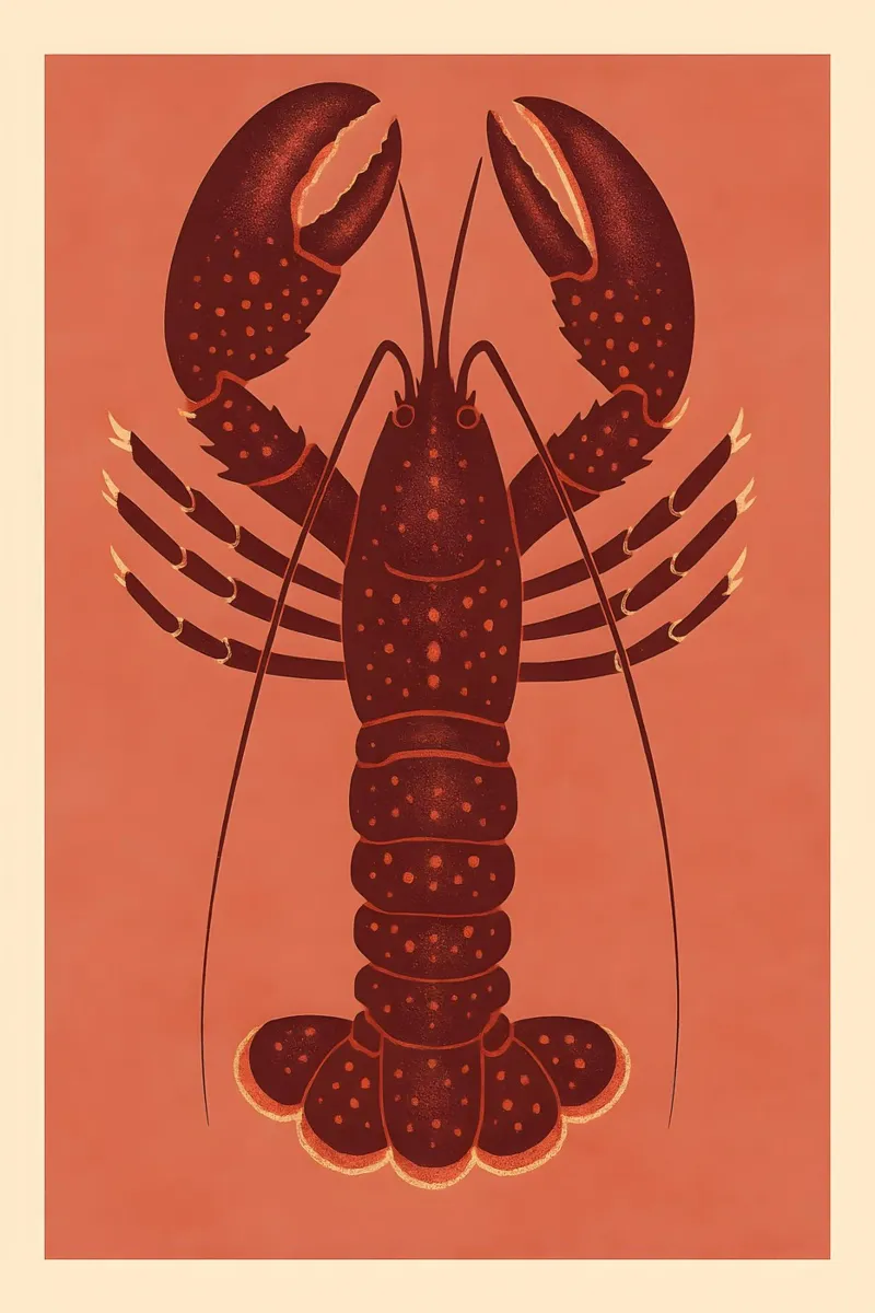 Red Lobster – Graphic Coastal Print poster da Tide & Texture