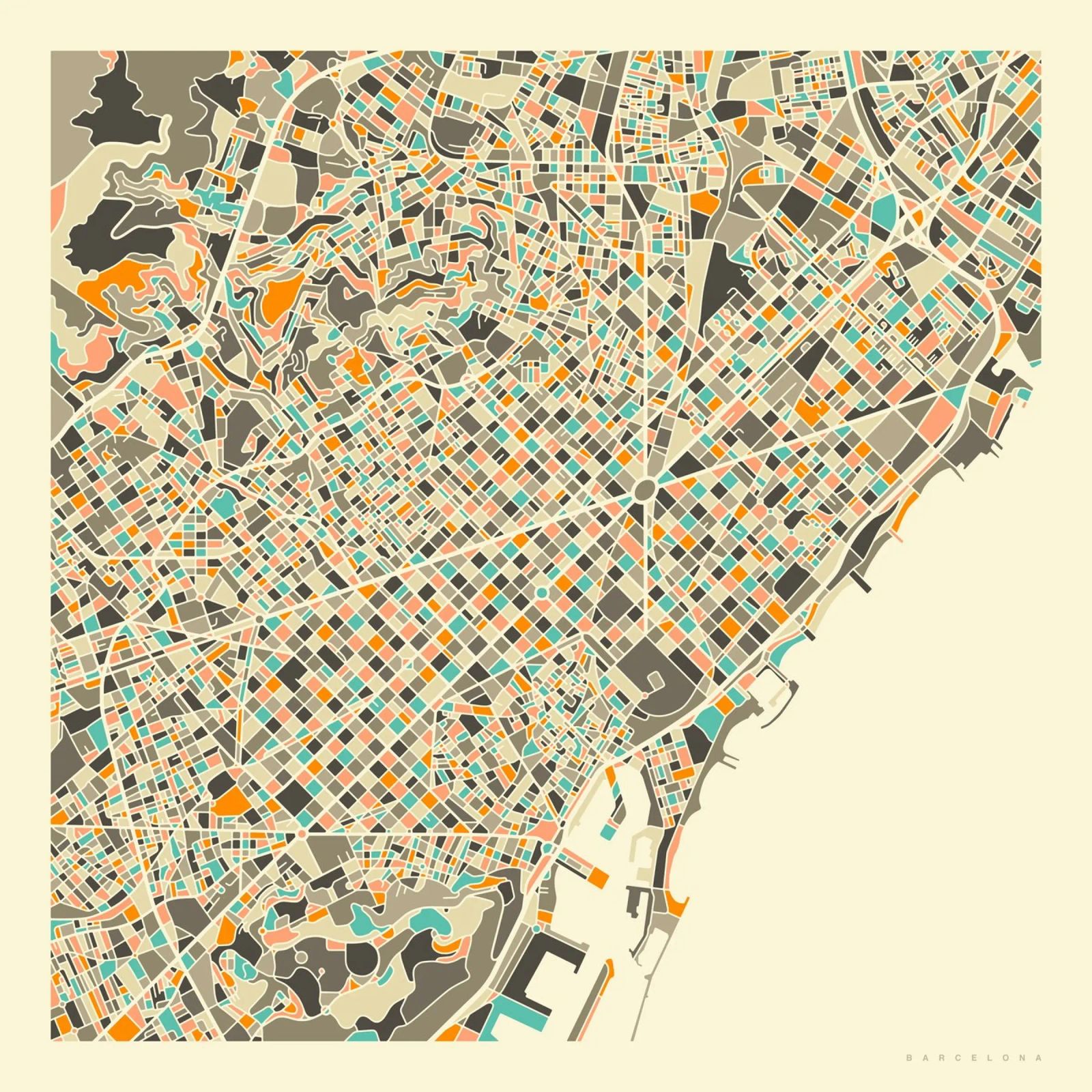 Carte de Barcelone poster de Jazzberry Blue