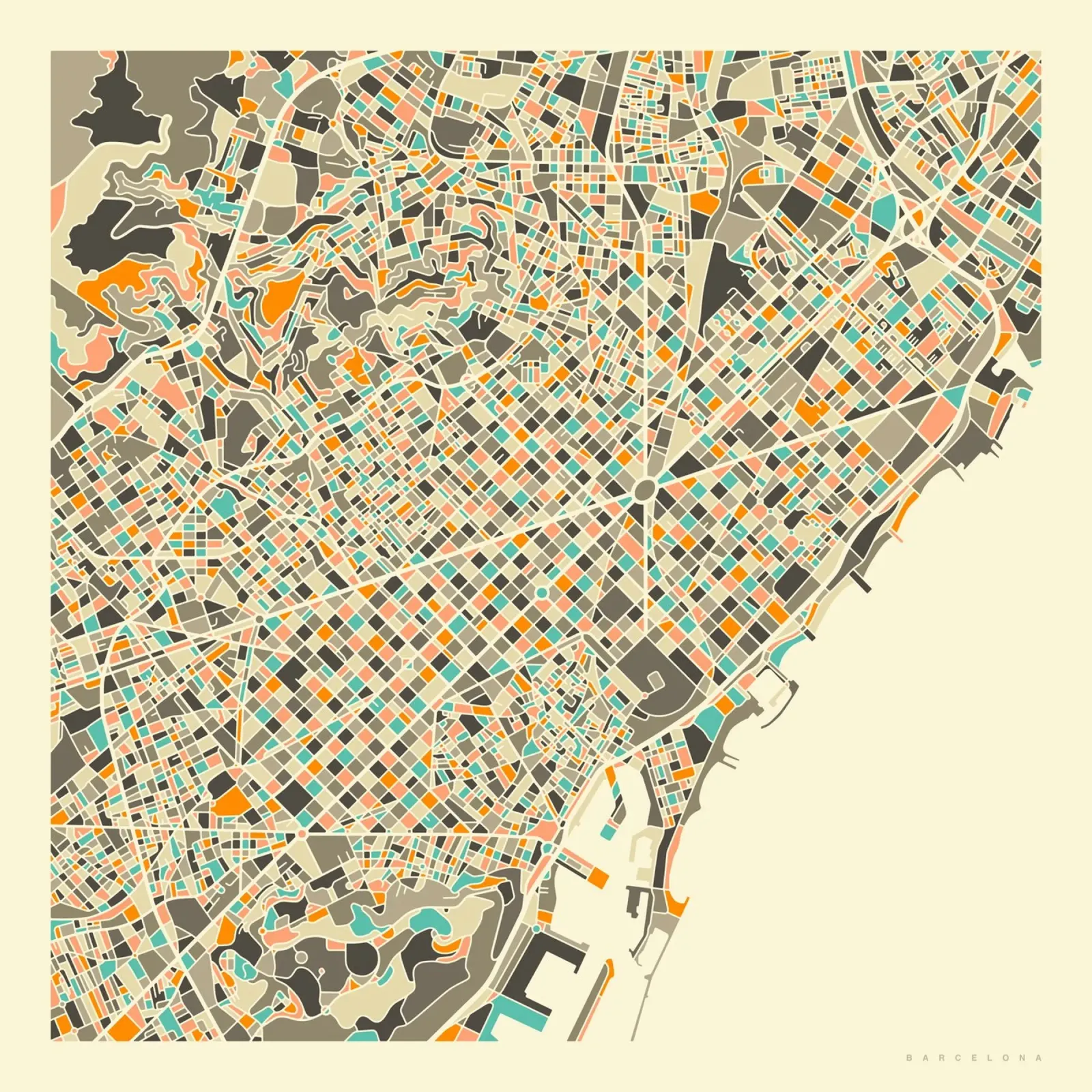 Mapa de Barcelona hahnemühle de Jazzberry Blue