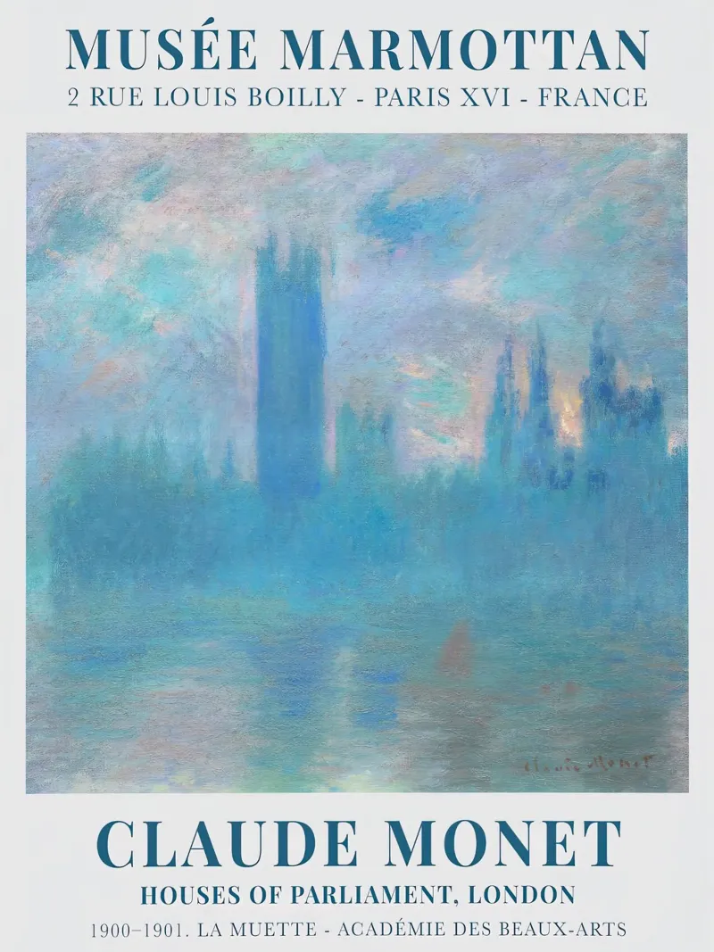 Monet Casas del Parlamento, Londres 1900 poster con marco de plástico de Jam Poster