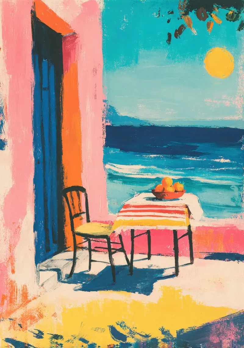 Terrazza greca in stile Matisse carta hahnemühle da ArtByNiki