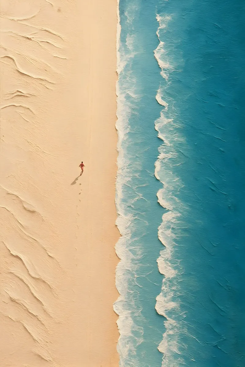 Solitary Footprints on Azure Shore plexiglass da Tide & Texture