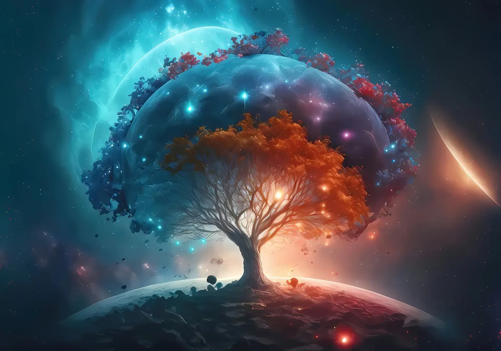 albero terra pianeti pellicola backlit da Jennifer R Spyhalski