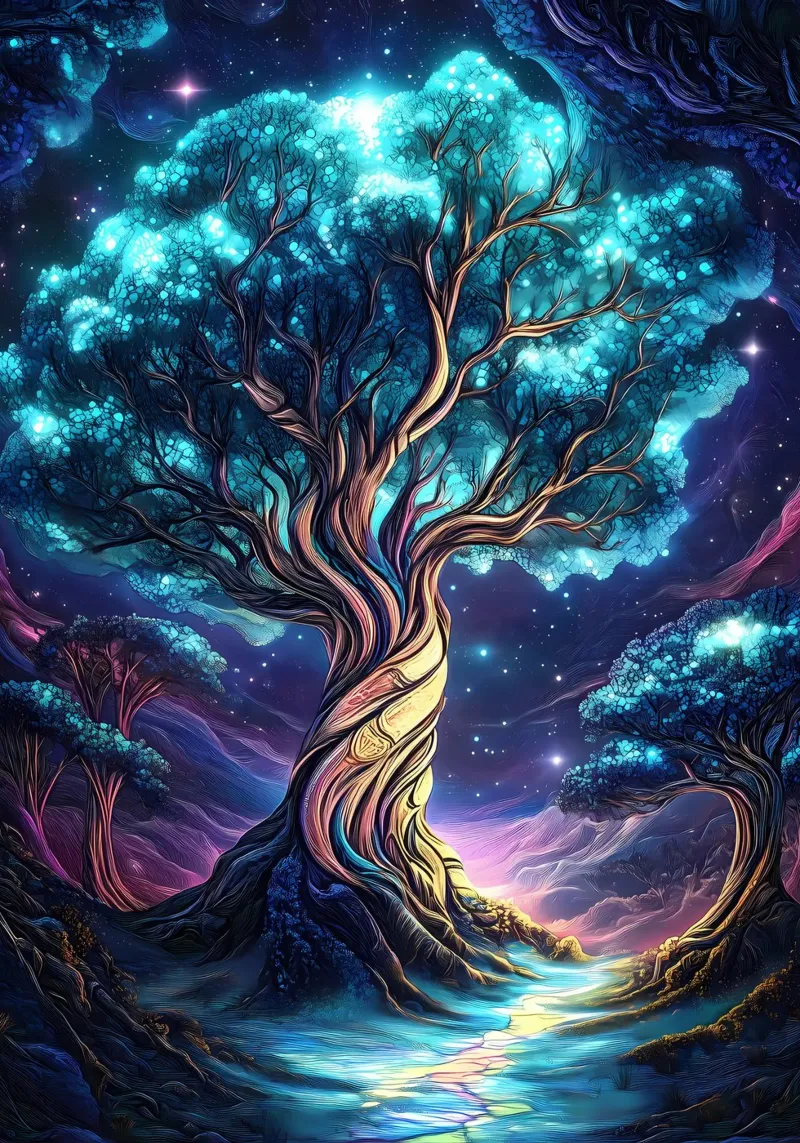 albero che brilla di notte carta hahnemühle da Jennifer R Spyhalski
