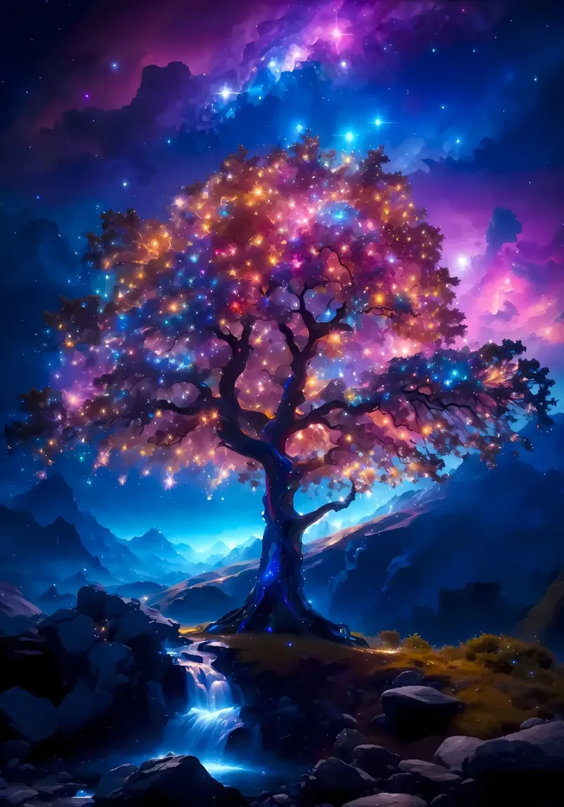 albero stelle galassia pellicola backlit da Jennifer R Spyhalski