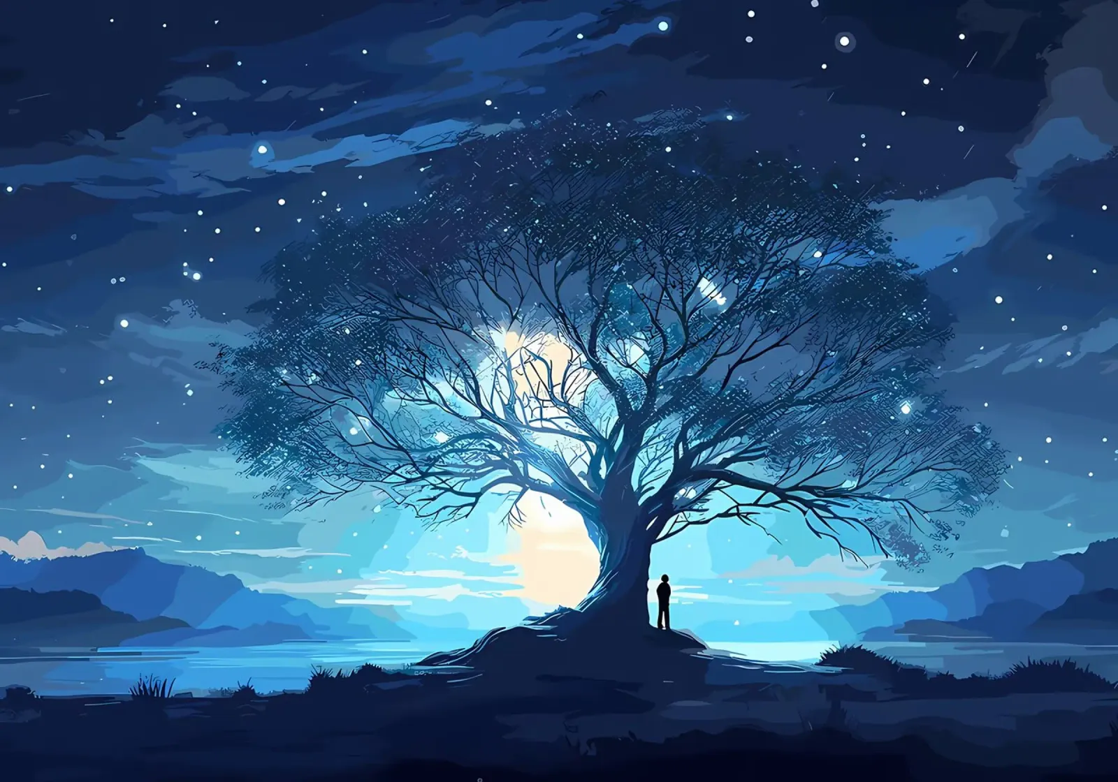 albero notte stelle pellicola backlit da Jennifer R Spyhalski