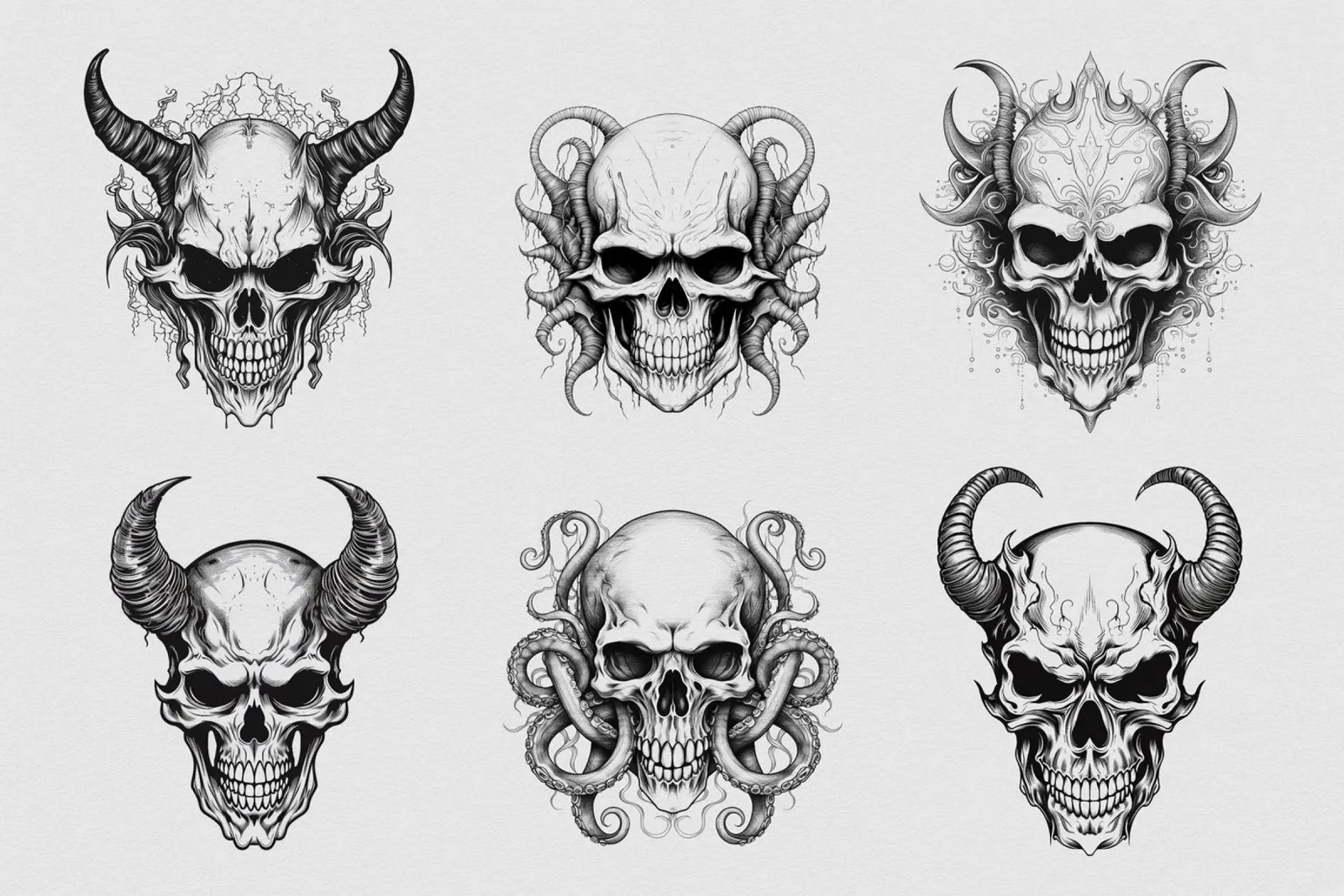Whimsical skull drawing canvas with Floater frame by Carinaprint