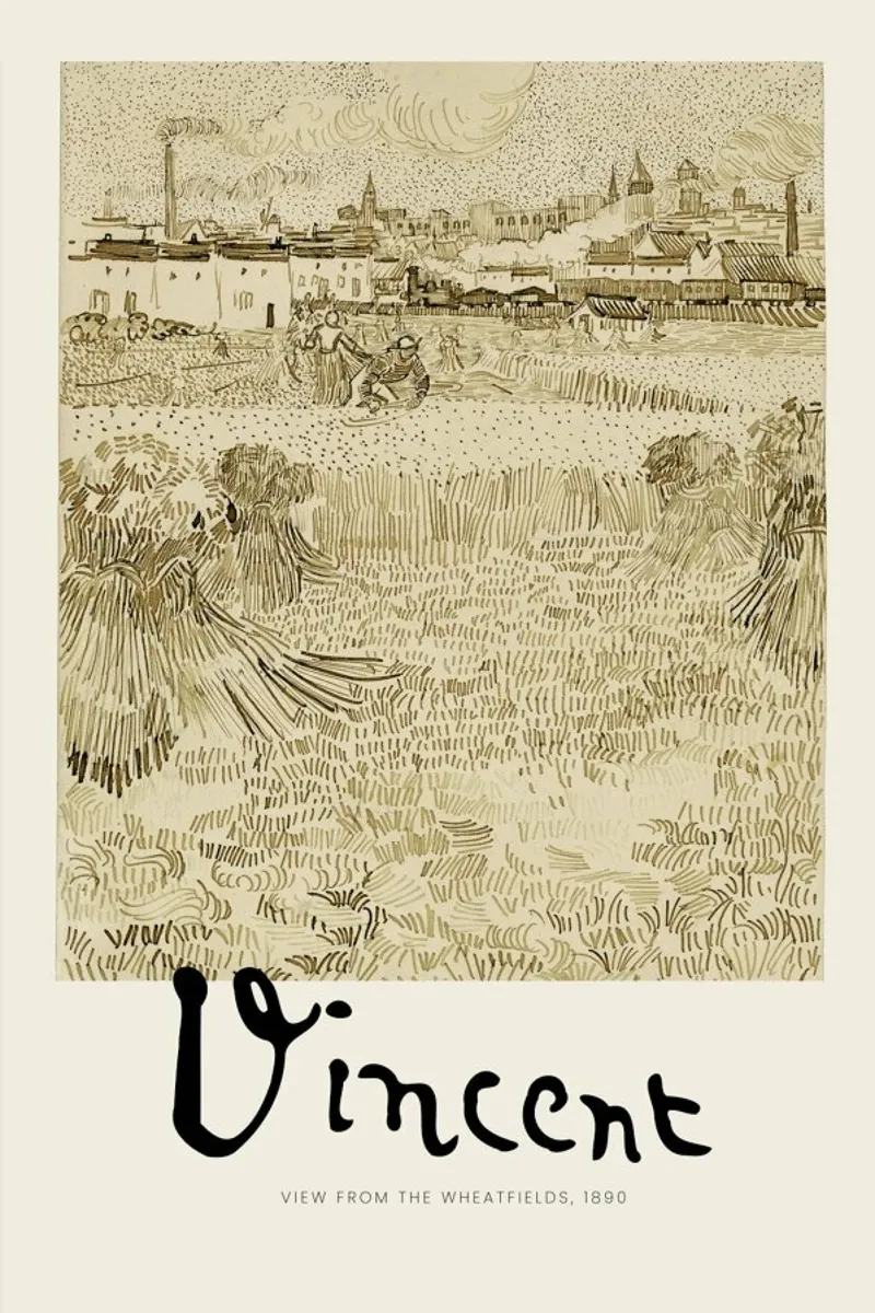 Signed, Vincent – View from the Wheatfields pellicola backlit da Vintage by JUNIQE