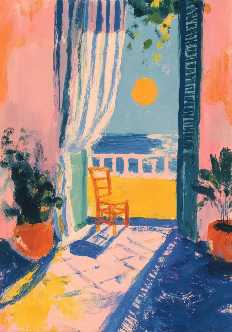 Balcone aperto in stile pastello Matisse alluminio dibond da ArtByNiki