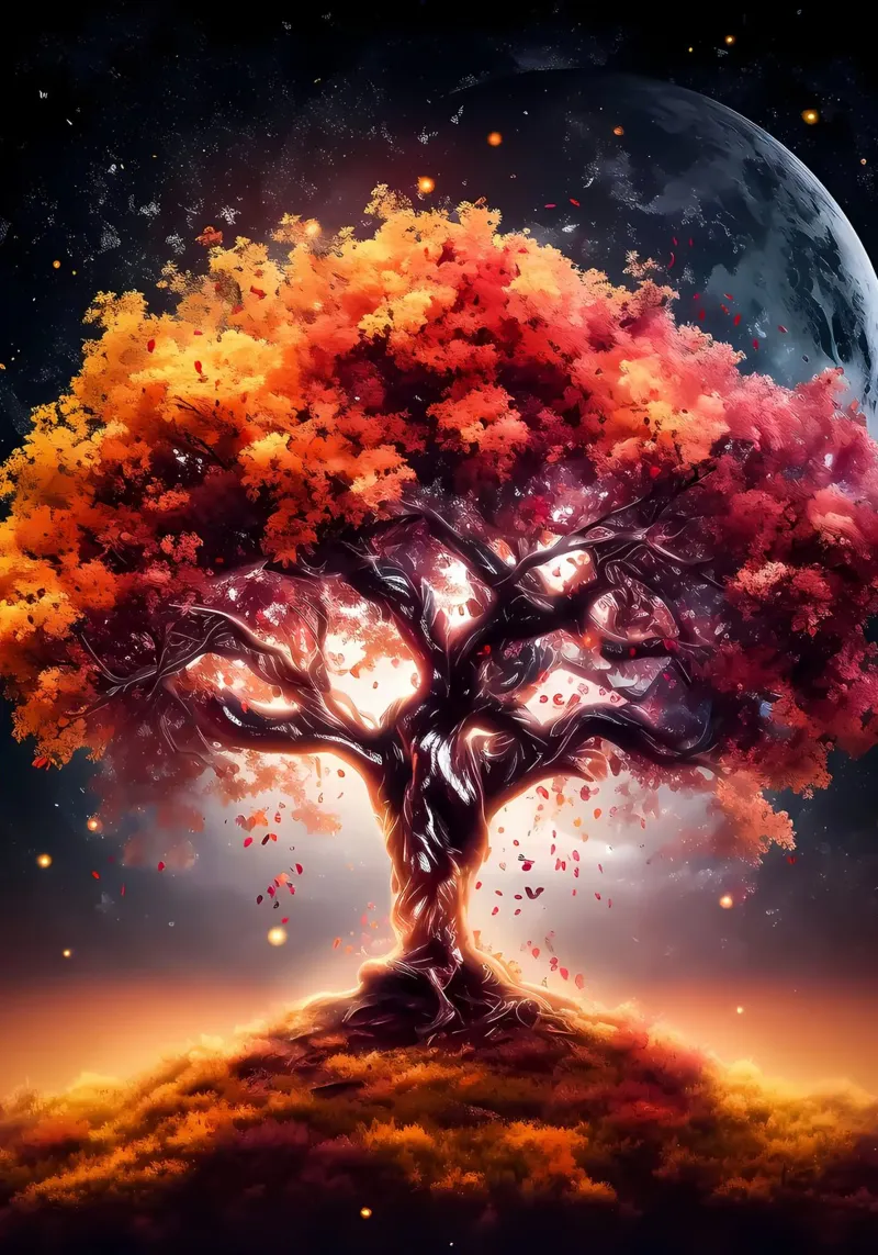 albero fantasia notte di luna pannello forex da Jennifer R Spyhalski