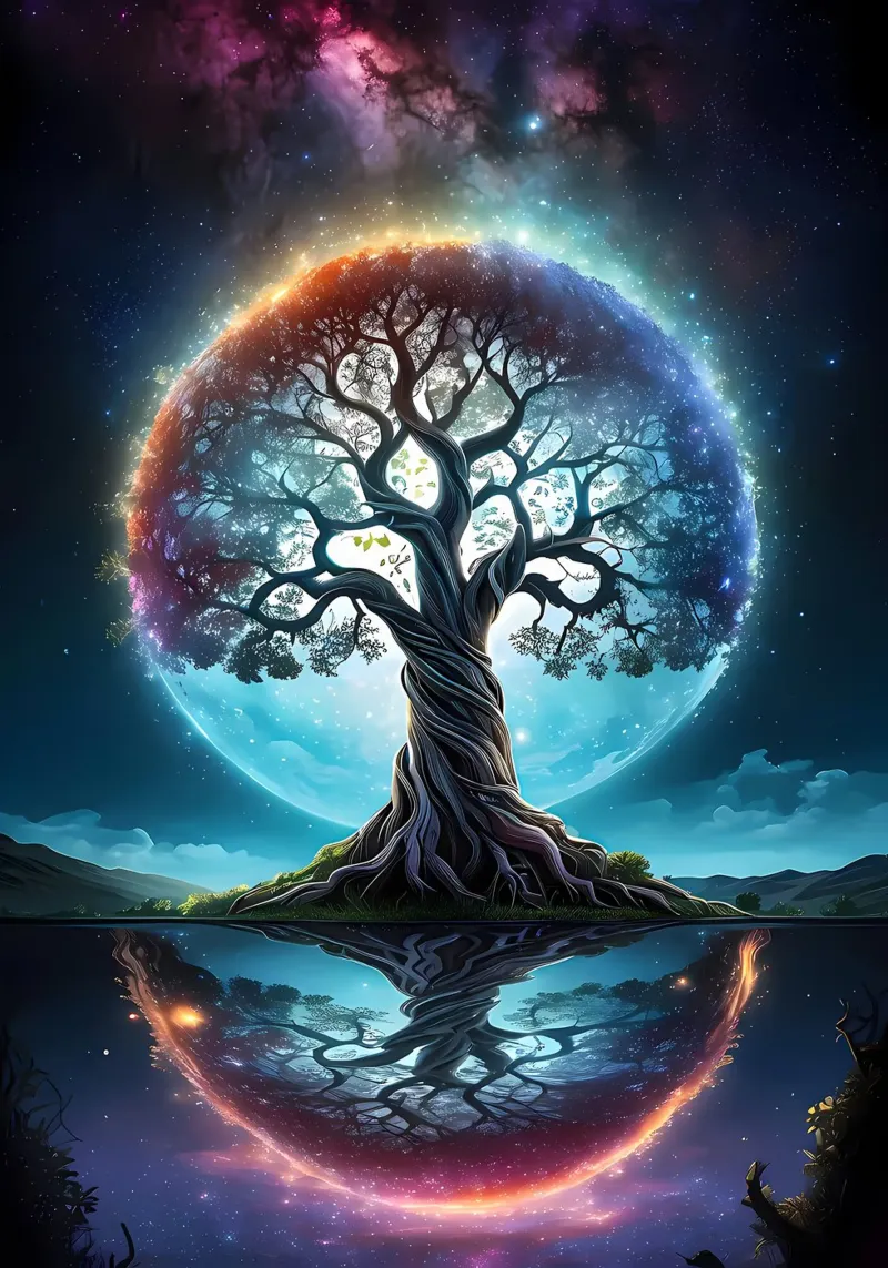 albero cielo notturno riflessione pellicola backlit da Jennifer R Spyhalski