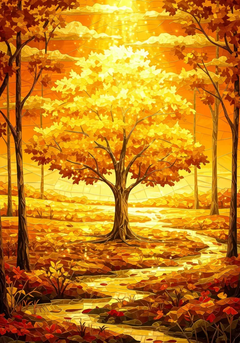 Herbstbaum Sonnenlicht Hahnemühle von Jennifer R Spyhalski