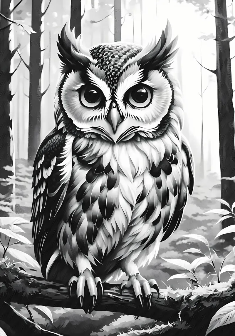 hibou forêt arbres feuilles plexiglas de Jennifer R Spyhalski