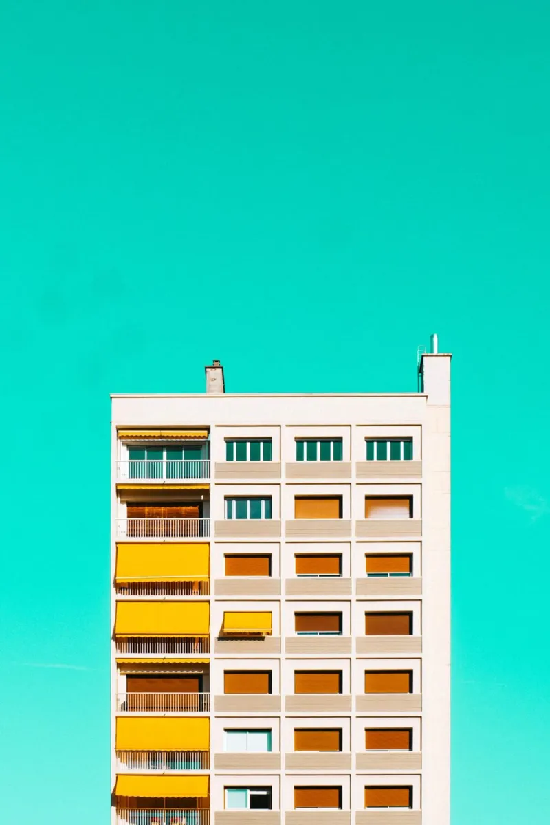 edificio cielo turchese poster con telaio in plastica da pastel color shape