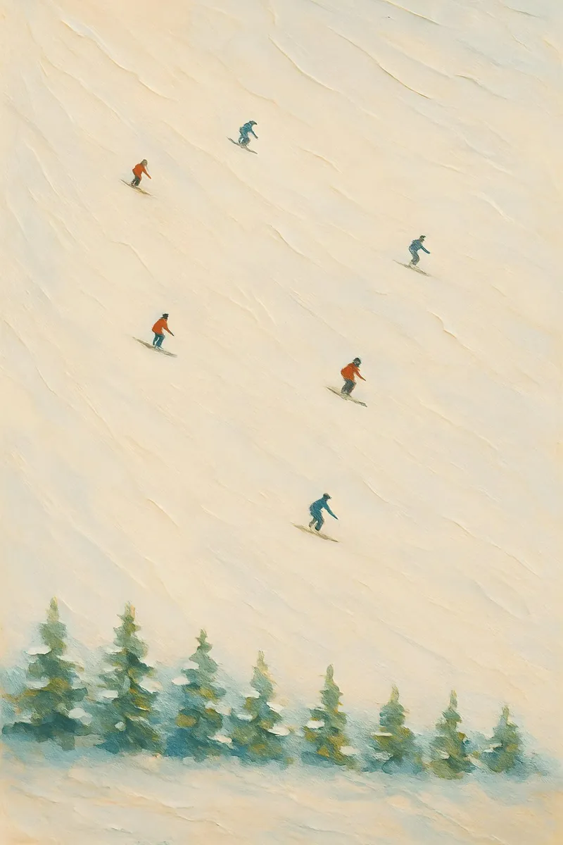 Diagonal Ski Descent over Pine Forest tela da Creative.Mind