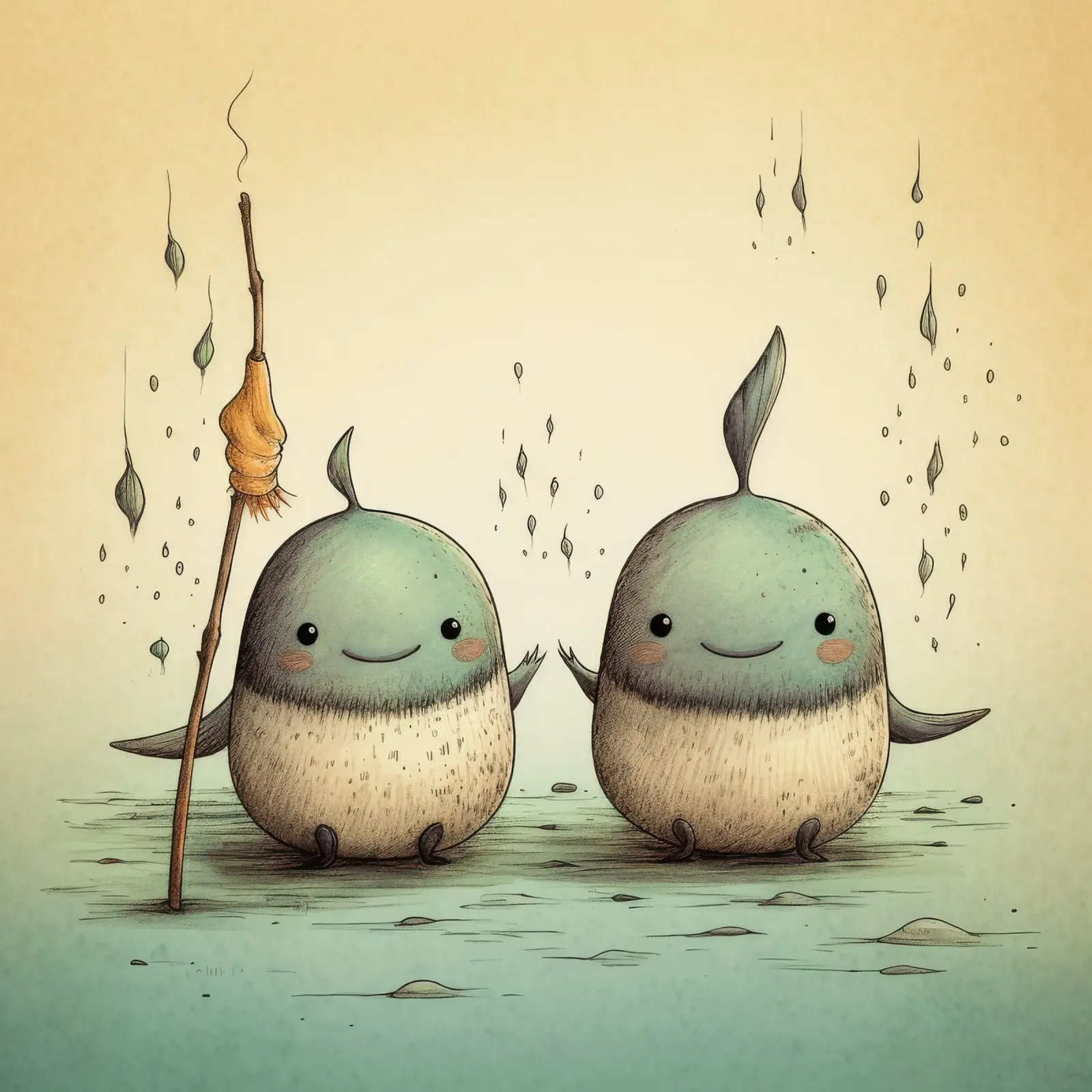 Duo di Narvalo retrò pellicola backlit da Funny Animals