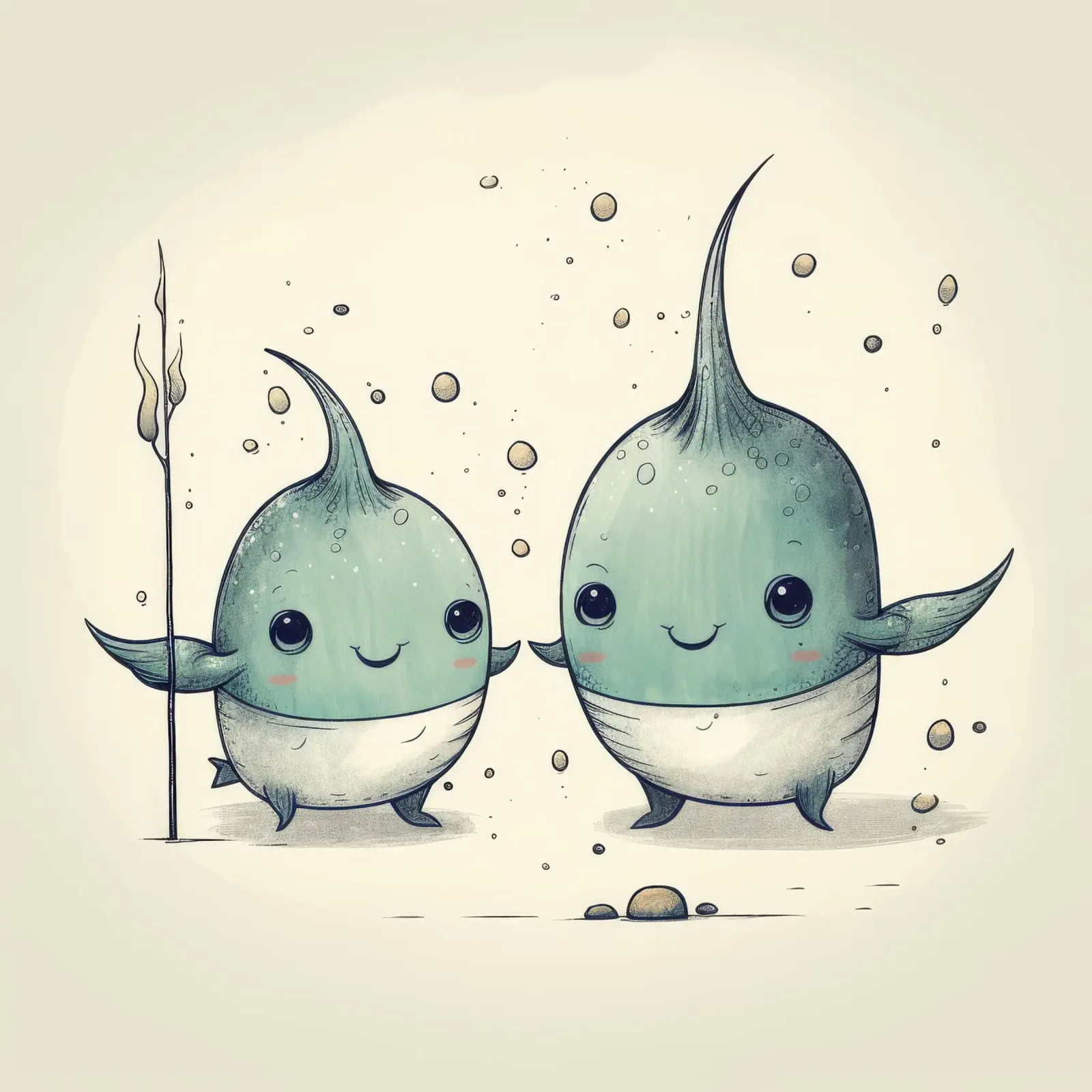 Duo di Narvalo retrò pellicola backlit da Funny Animals