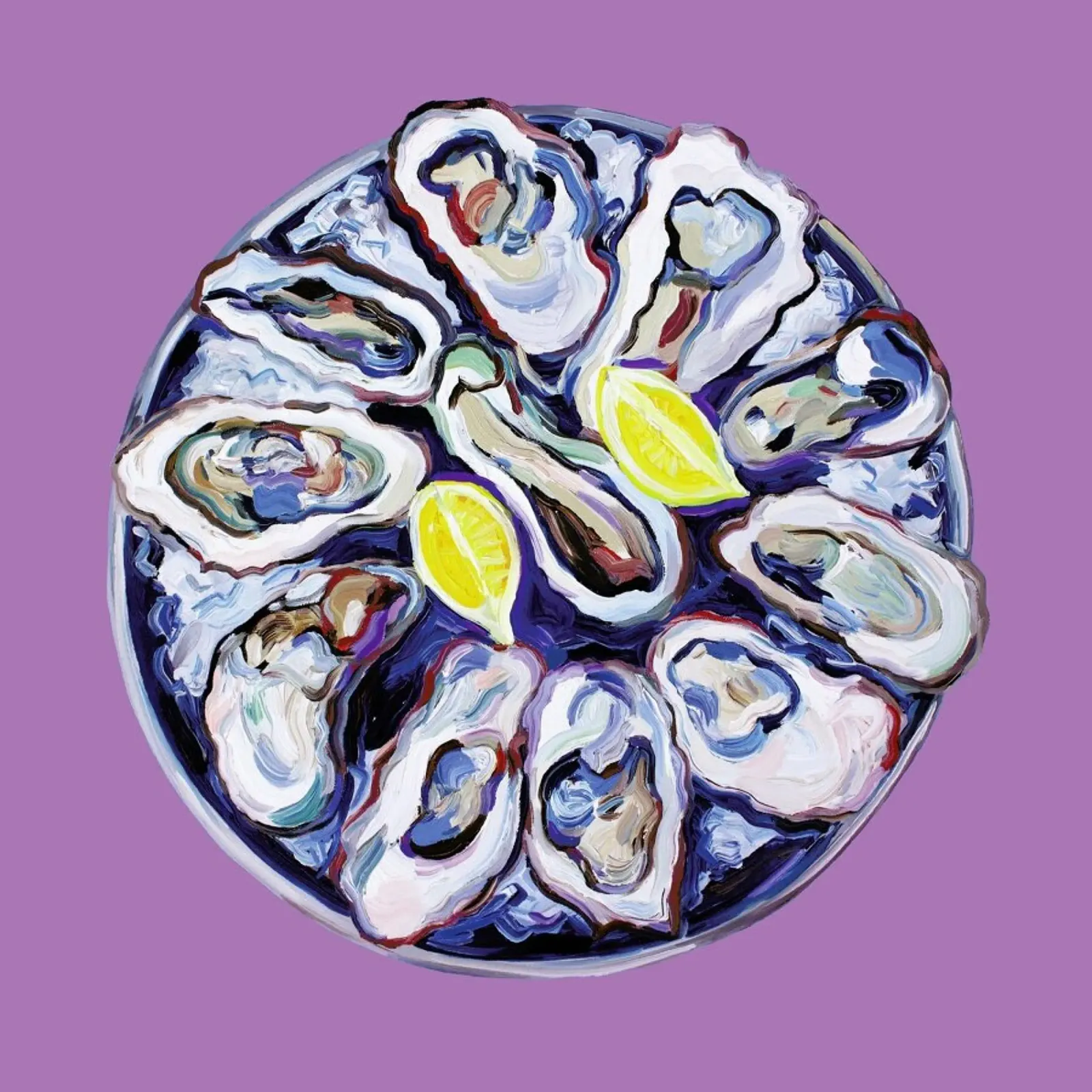 Oysters On A Plate Purple hahnemühle by Alice Straker