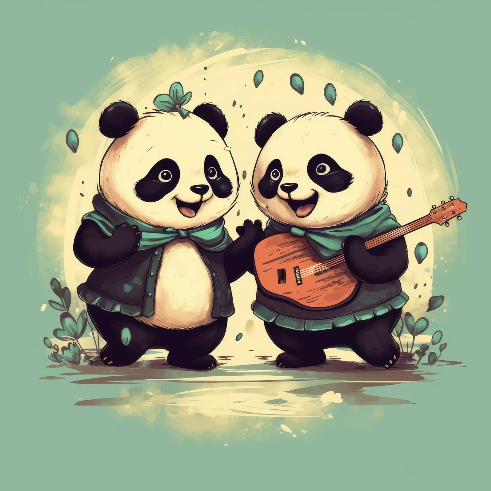 Duo di panda retrò pellicola backlit da Funny Animals