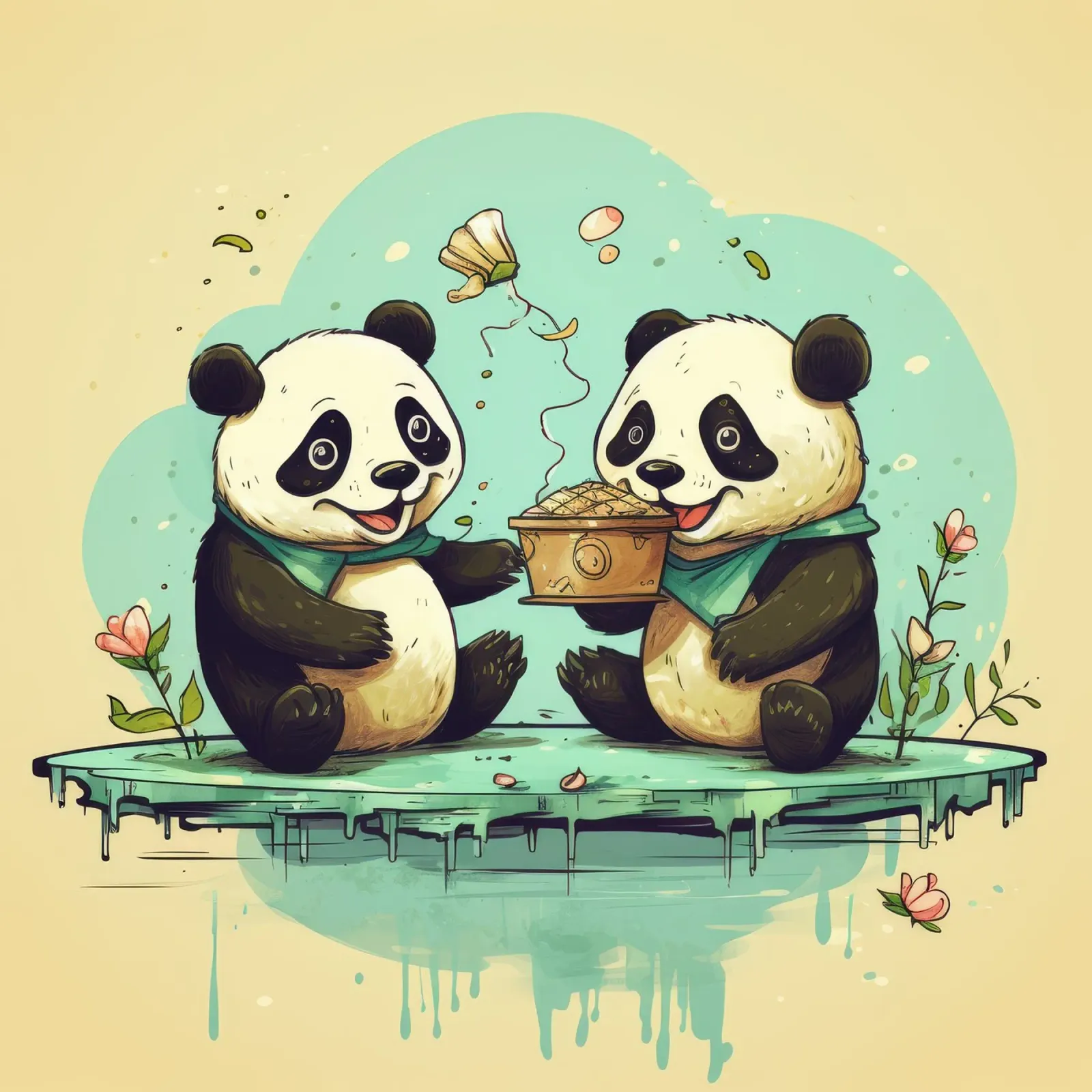 Duo di panda retrò pellicola backlit da Funny Animals