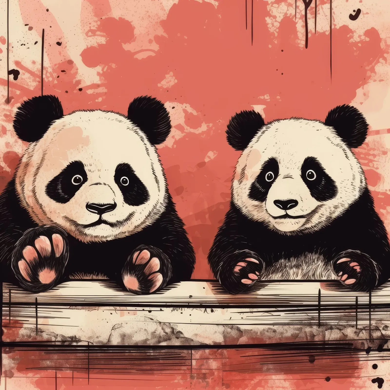 Duo di panda retrò pellicola backlit da Funny Animals