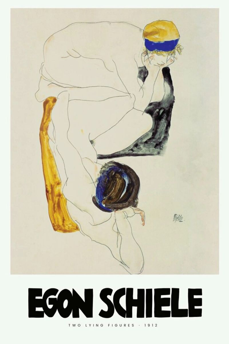 Schiele - Two Lying Figures II Poster von Vintage by JUNIQE