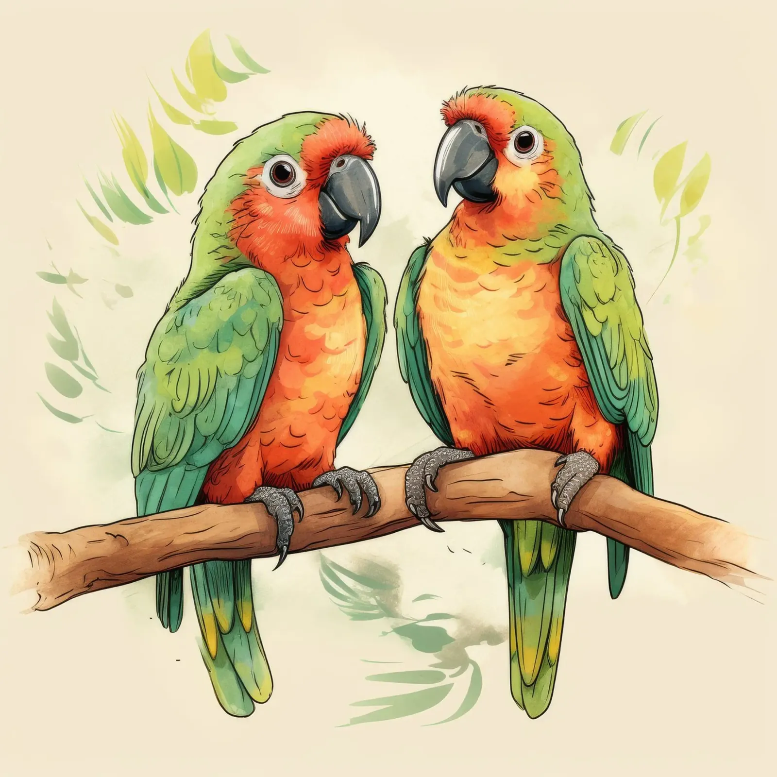 Duo di pappagalli retrò carta hahnemühle da Funny Animals
