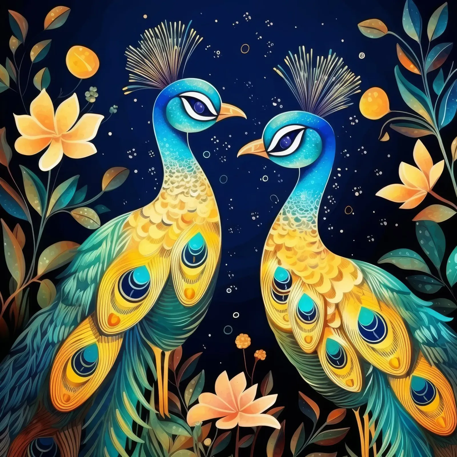 Retro Peacock Duo pellicola backlit da Funny Animals