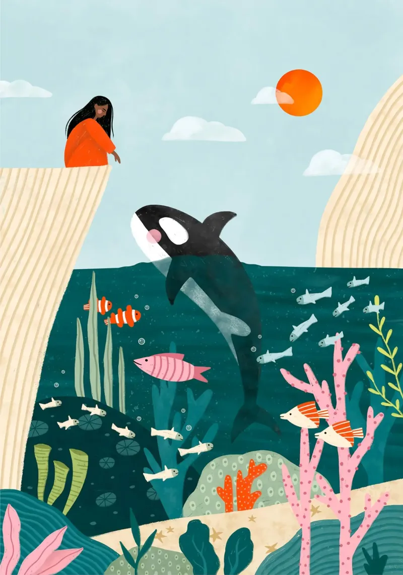 Ragazza e orca plexiglass da Connie shop