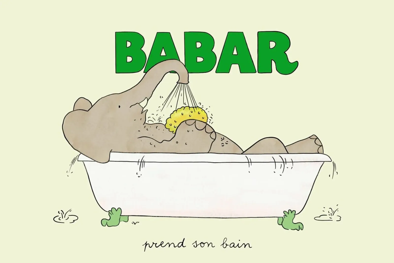 Babar Bathtime 2 poster con marco de aluminio de Little Flourishes