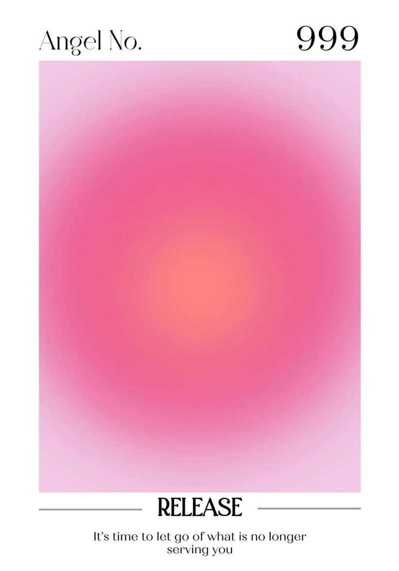 Angelo numero 999 Aura Gradient Print - Rilascio e crescita pellicola backlit da homdeco