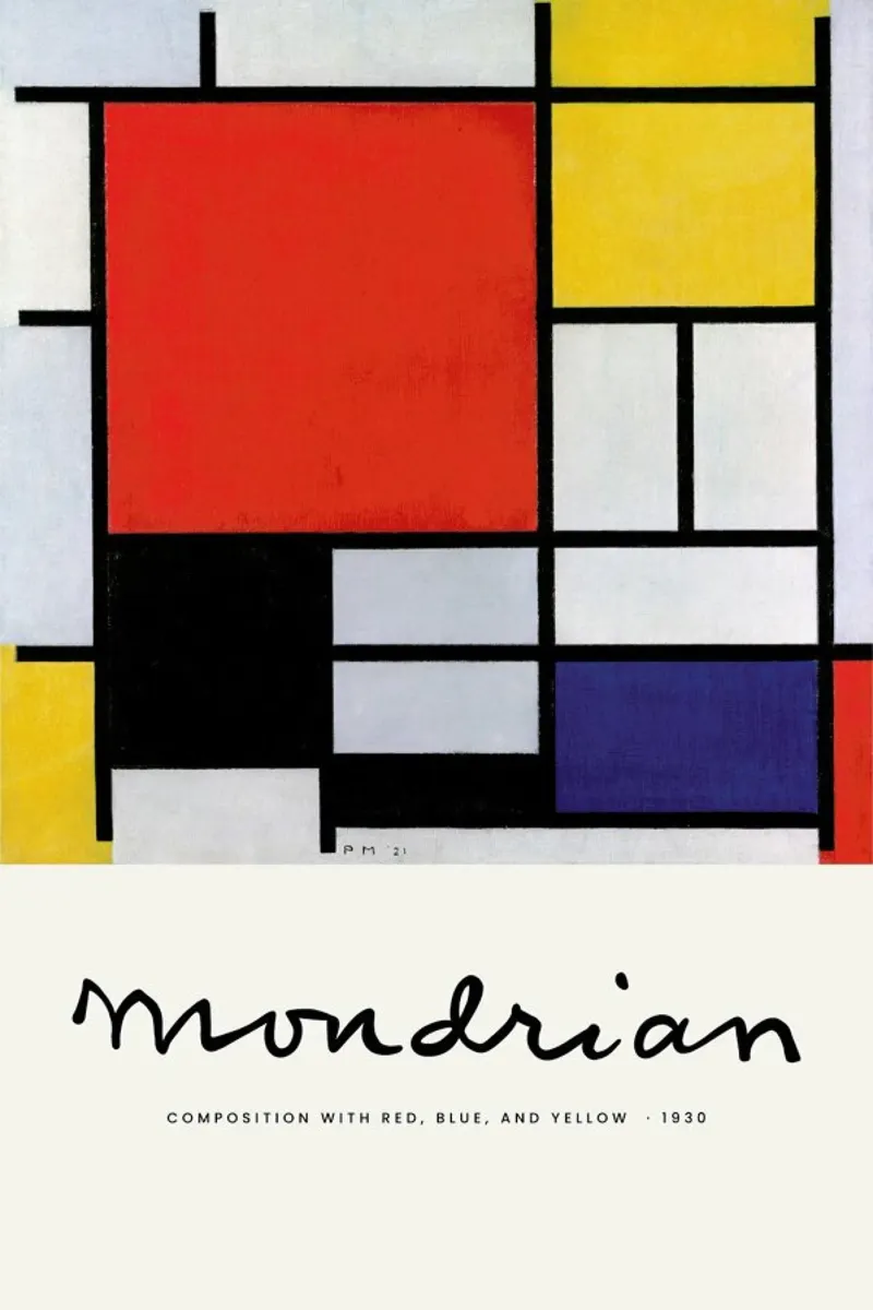 Mondrian - Signed Composition 5 pellicola backlit da Vintage by JUNIQE