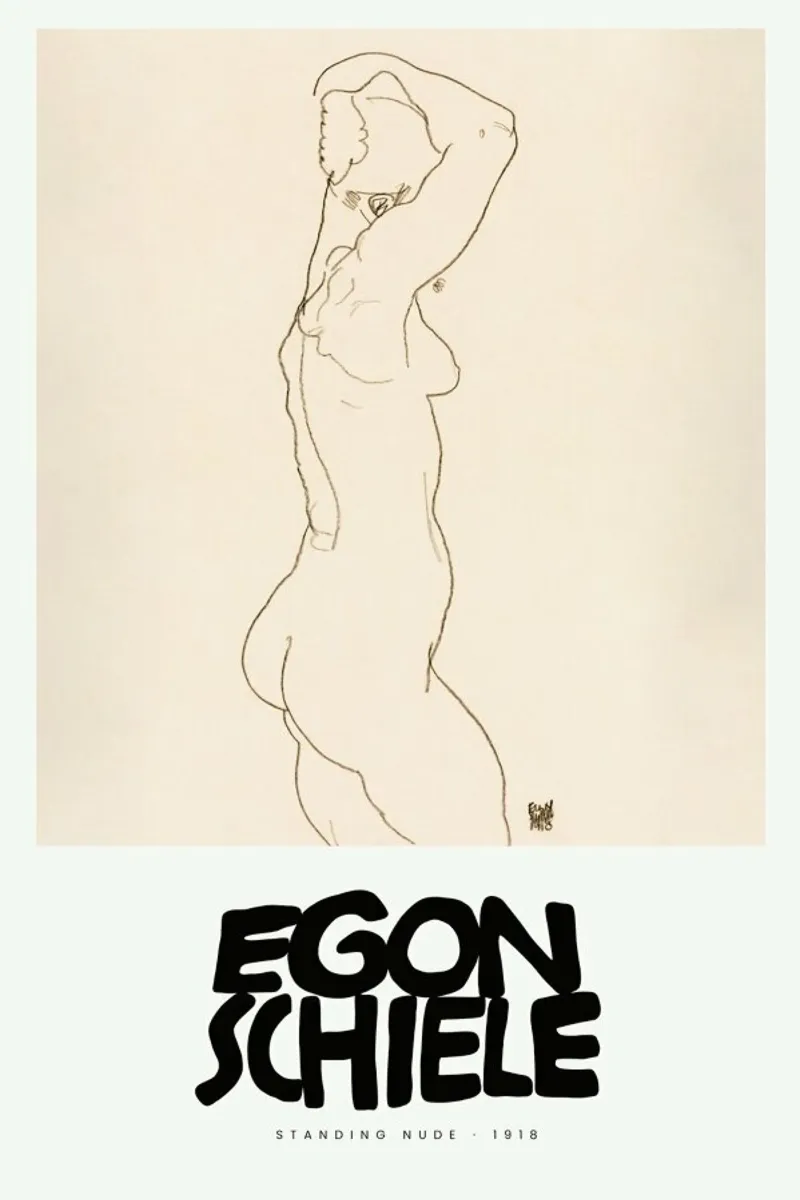Schiele - Standing Nude III Leinwand von Vintage by JUNIQE
