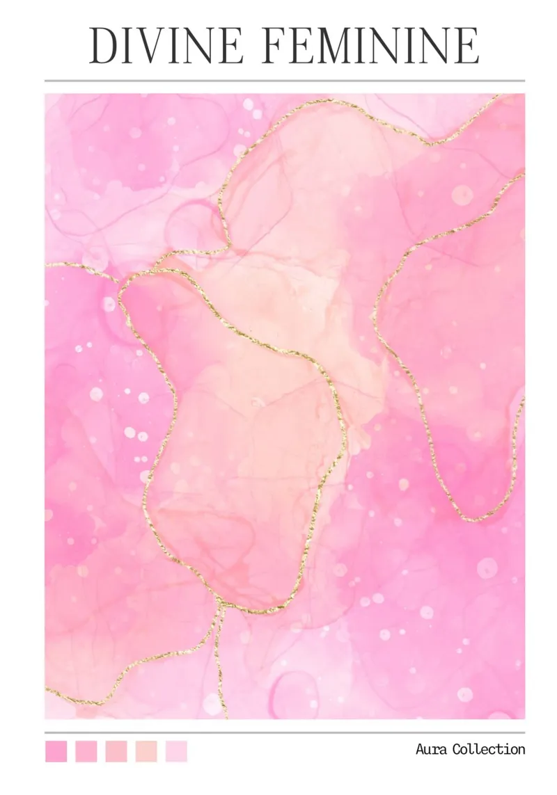 Divine Feminine Gold Pink Aura Art Print hahnemühle by homdeco