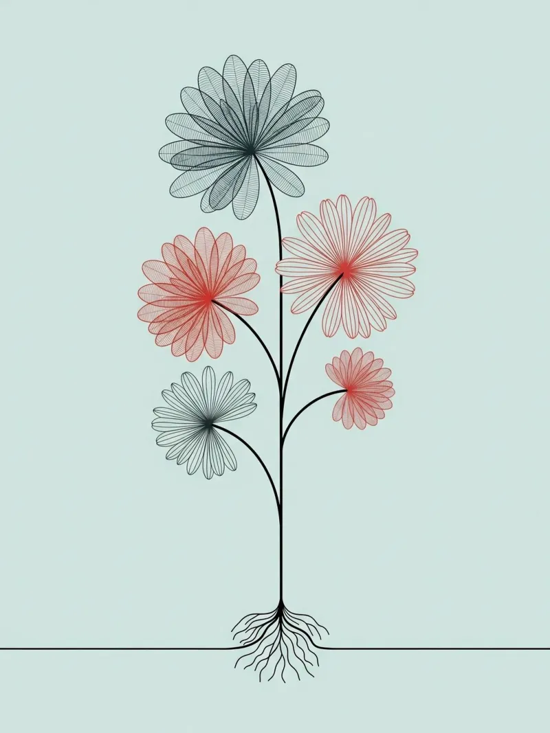 Floral bauhaus #081:  Good Vibrations tela con Cornice a cassetta da Zen Design