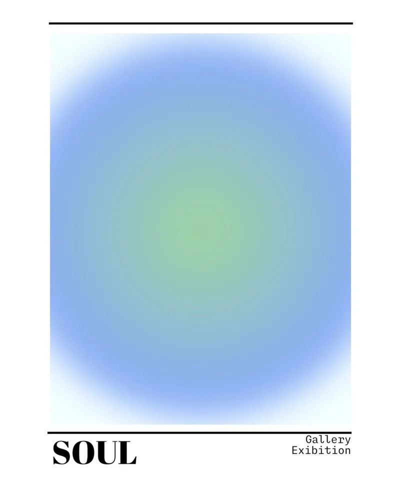 Aura dell'anima Blu Verde Gradiente - Mostra in galleria poster con telaio in legno da homdeco