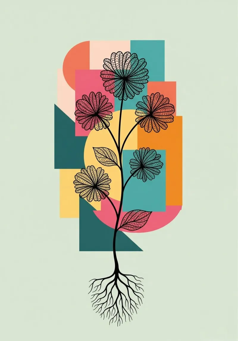 Floral bauhaus #086: Joyful Geometry pellicola backlit da Zen Design