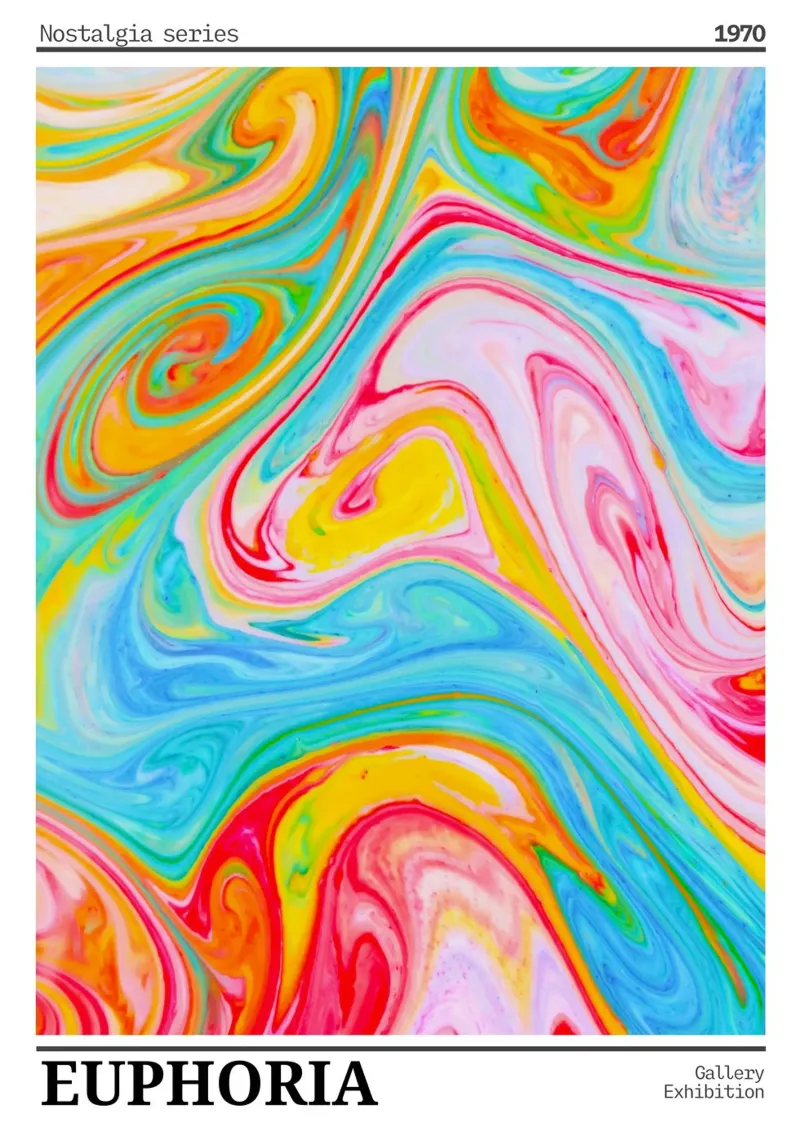 Euphoria Marble Swirl 1970s Retro Gallery Print metacrilato de homdeco