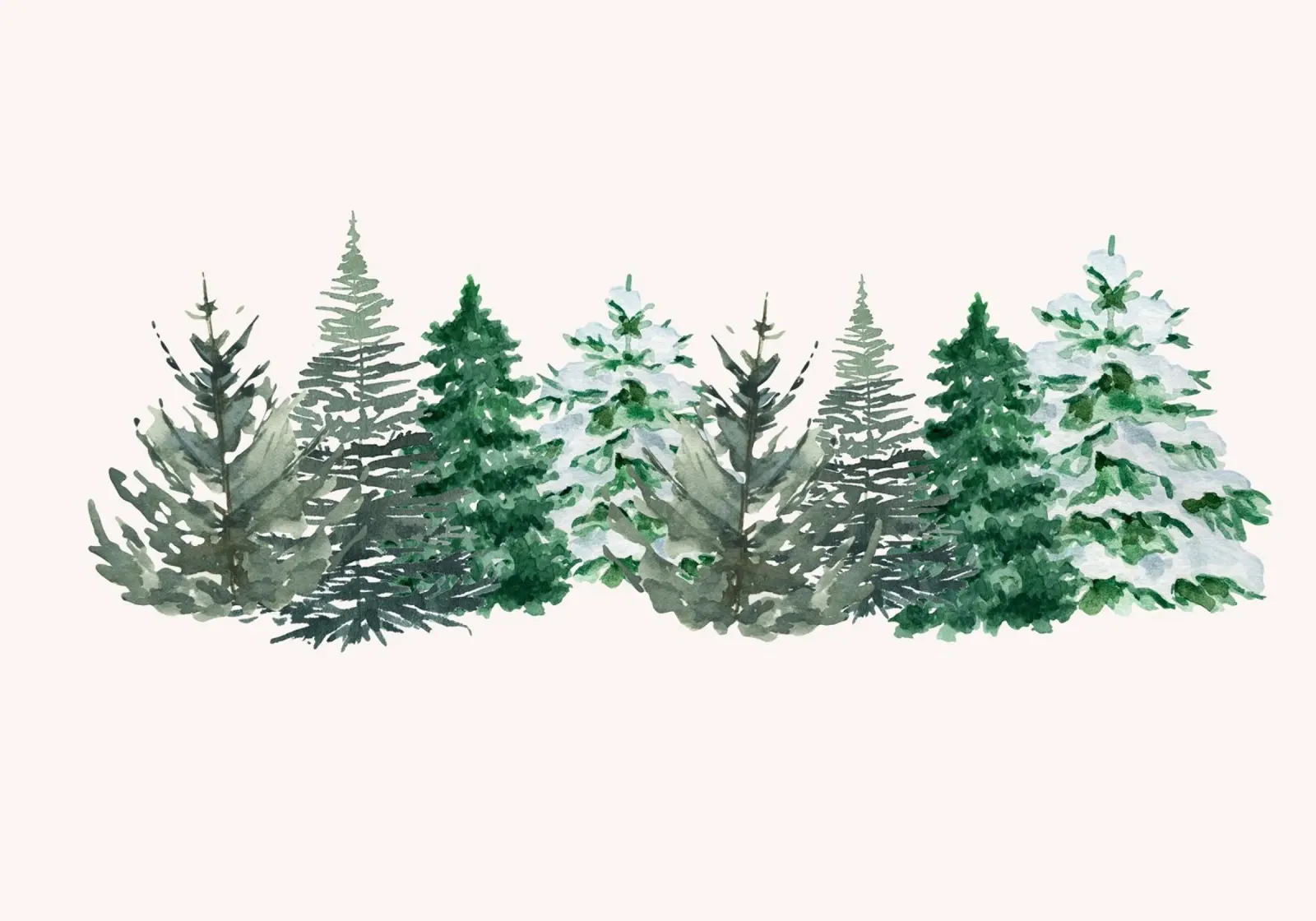 Aquarell verschneiter Kiefernwald Kunstdruck - Winterbäume Poster mit Holzrahmen von ClubArt