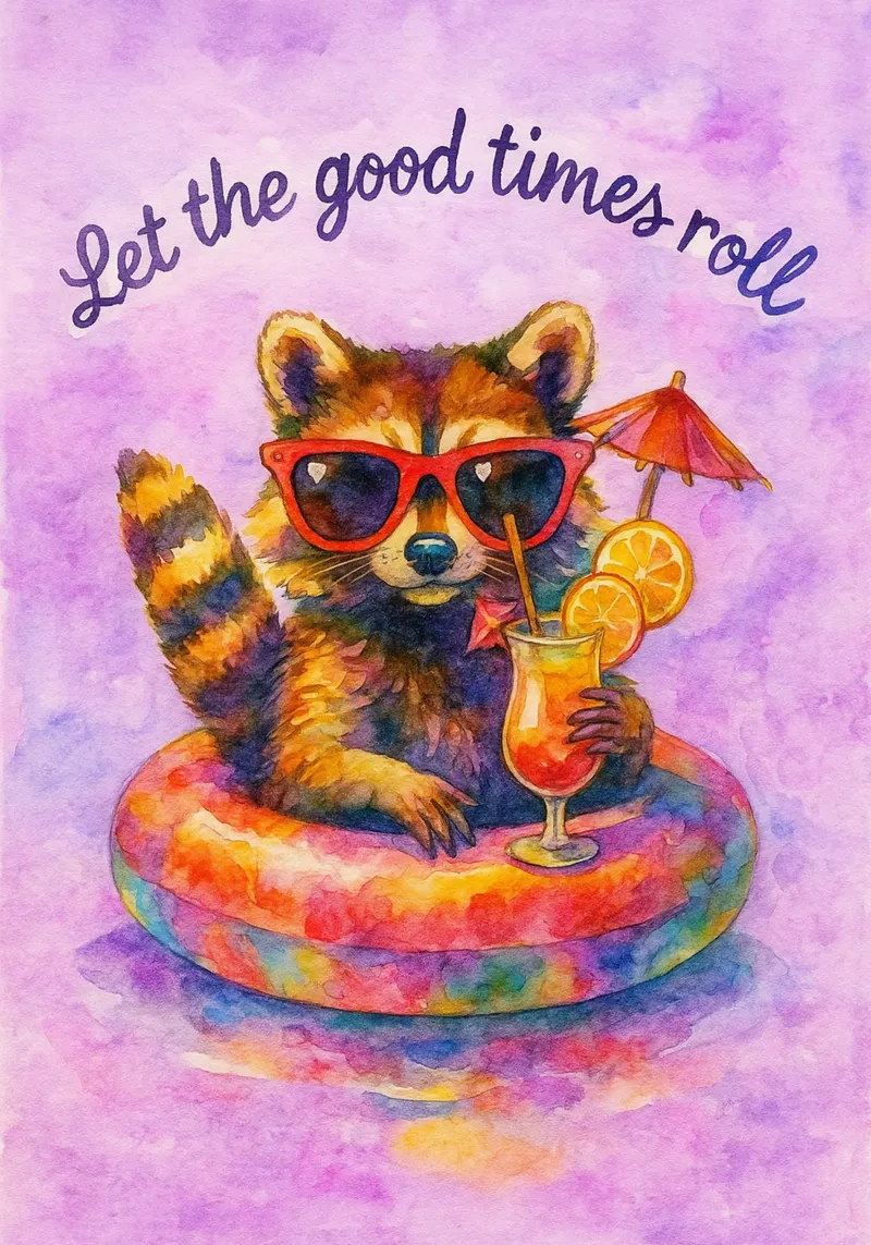Mapache divertido Let The Good Times Roll poster con marco de madera de onerules