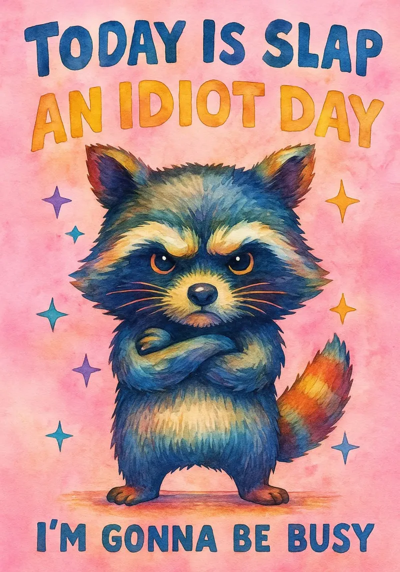 Funny Raccoon Today Is Slap An Idiot Day canvas by onerules