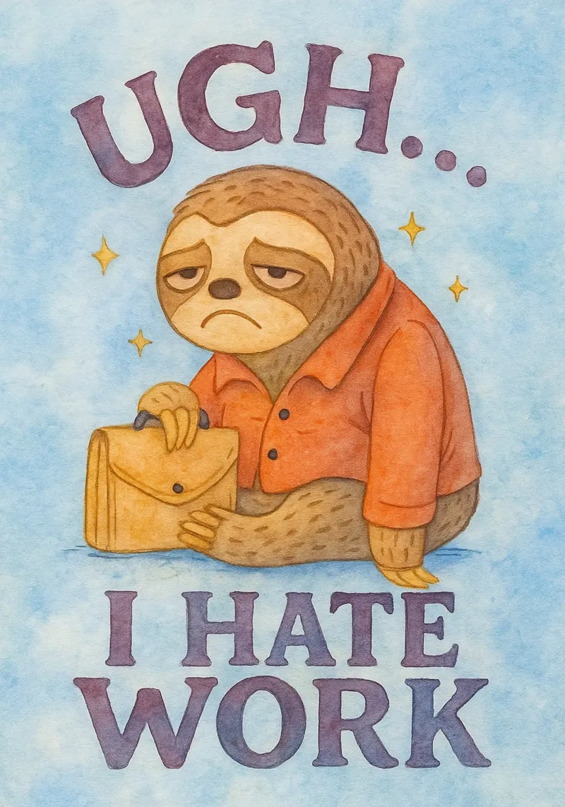 Funny Sloth I Hate Work canvas by onerules